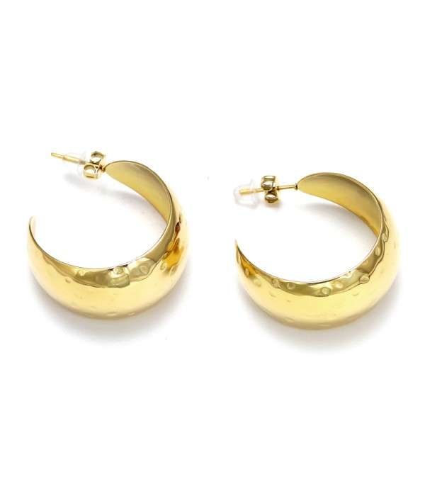Pendientes de arco abierto dorados texturizados