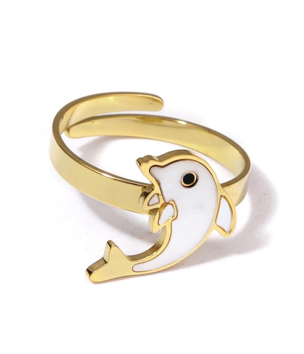 Anillo con delfín decorado con nácar