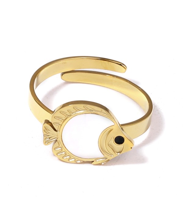 Anillo con pez decorado con nácar