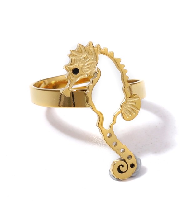 Anillo con caballito de mar decorado con nácar