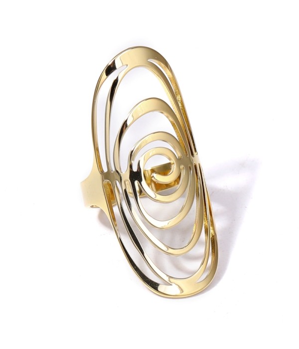 Anillo dorado con diseño abstracto en espiral