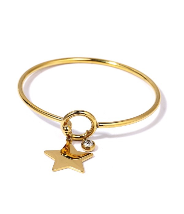 Pulsera rígida dorada de estrella