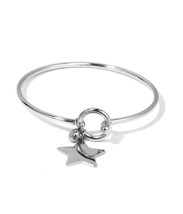 Pulsera rígida plateada de estrella