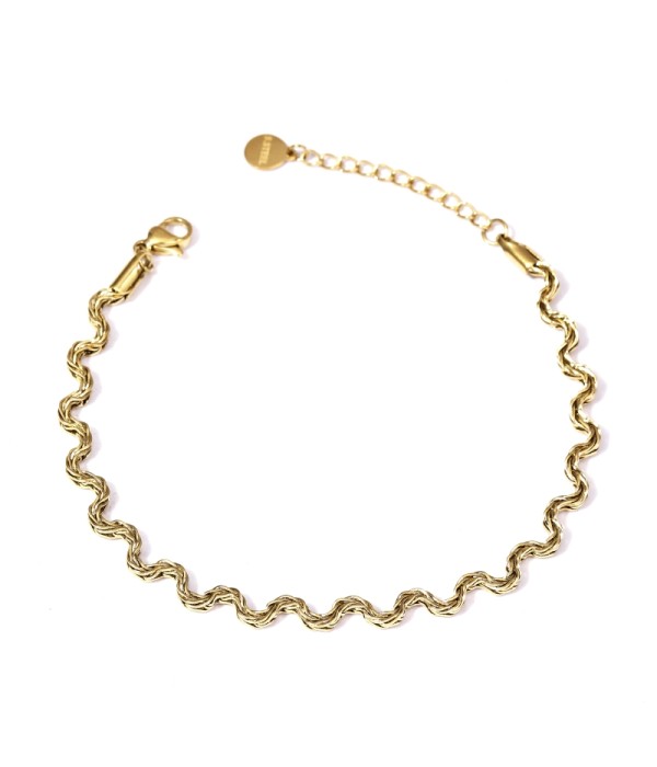 Pulsera dorada tipo cadena de cordón retorcido