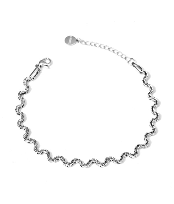 Pulsera plateada tipo cadena de cordón retorcido