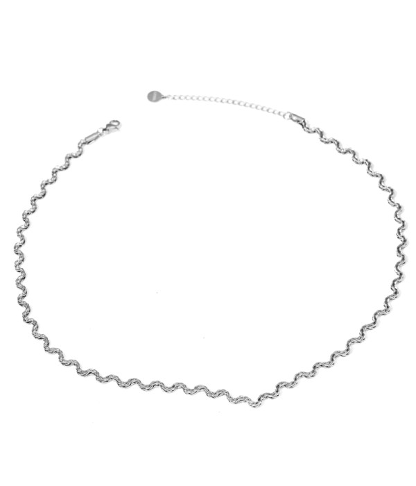 Collar plateado tipo cadena de cordón retorcido