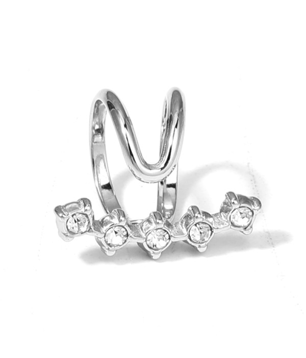 Clip de oreja plateado con circonitas