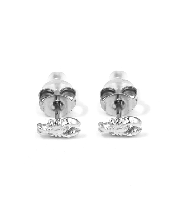 Pendientes plateados de langosta