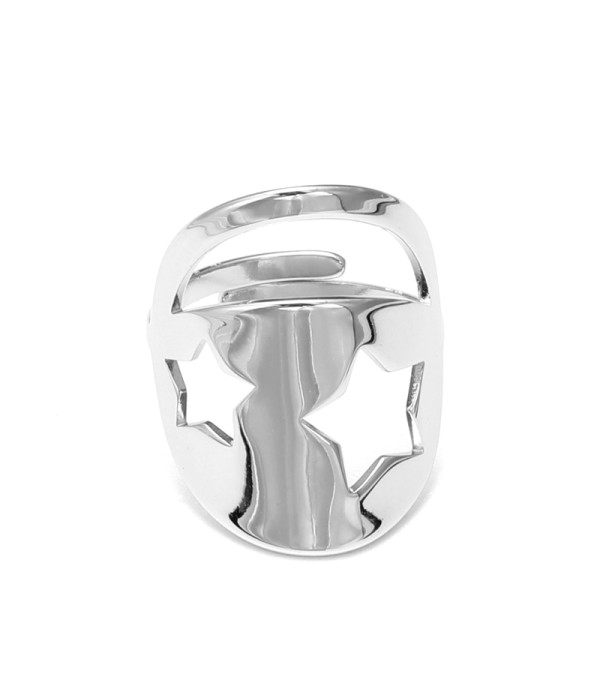 Anillo abierto plateado grueso