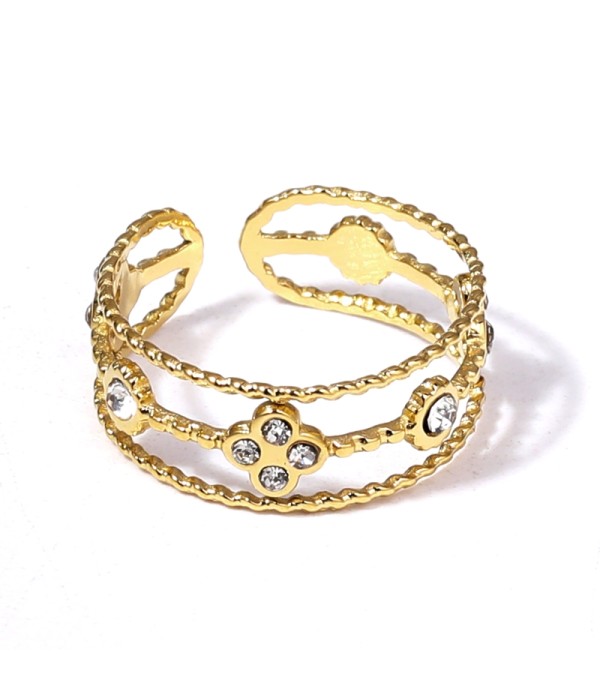 Anillo dorado con circonitas