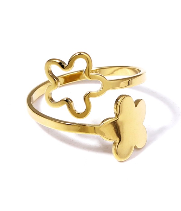 Anillo dorado con diseño de flor