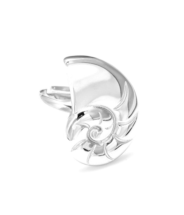 Anillo abierto plateado concha espiral