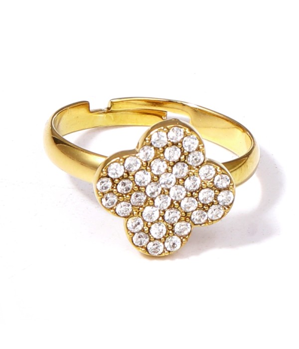 Anillo con flor de circonitas