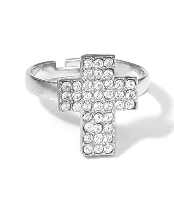 Anillo con cruz de circonitas