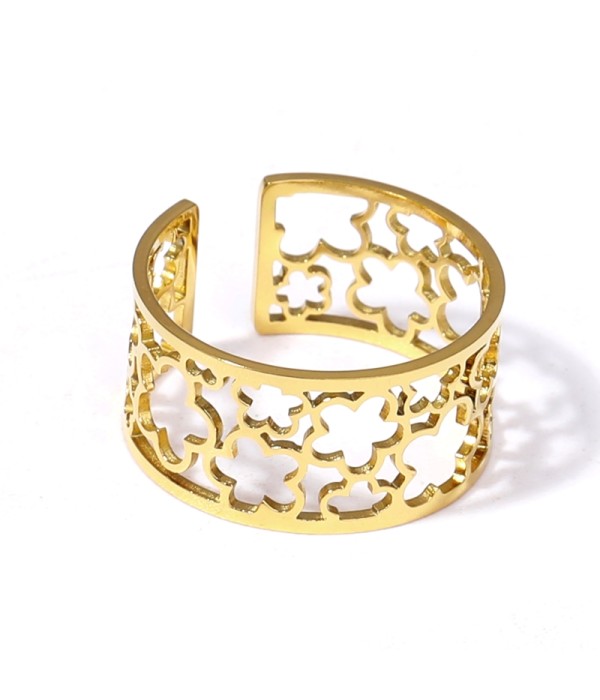 Anillo dorado abierto calado de formas