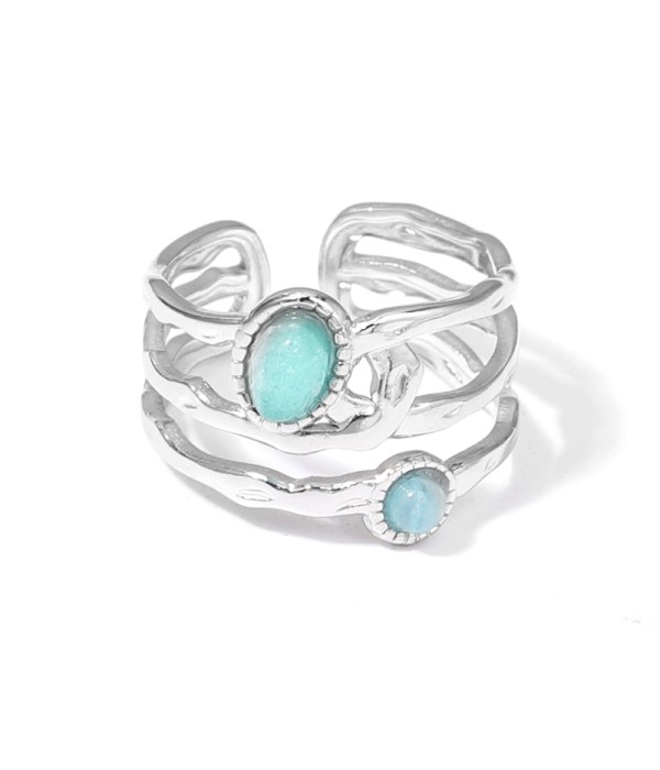 Anillo plateado con piedras