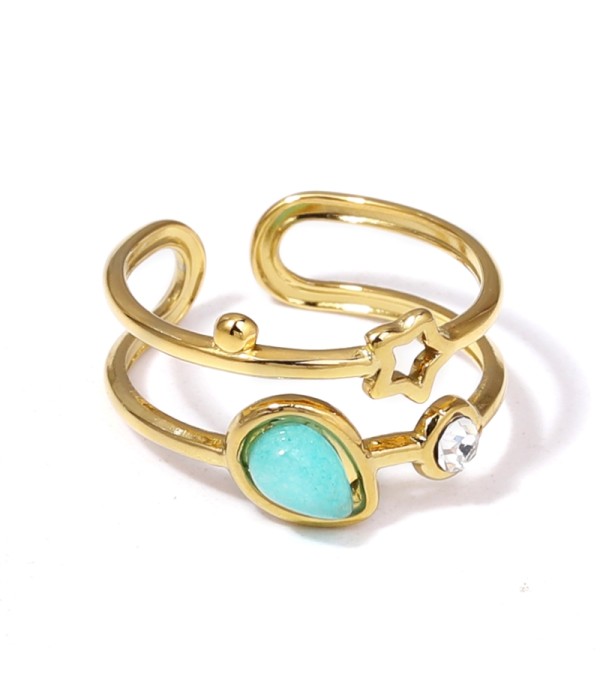 Anillo dorado con piedras