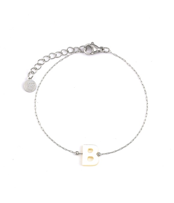 Pulsera plateada de letra B