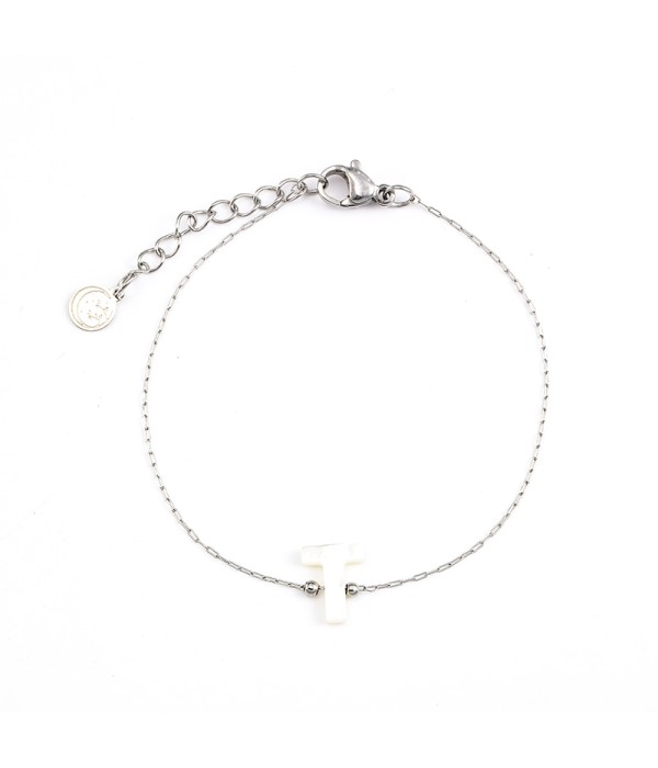 Pulsera plateada de letra T