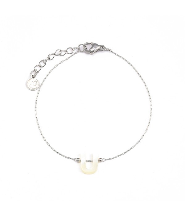 Pulsera plateada de letra U