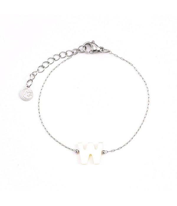 Pulsera plateada de letra W