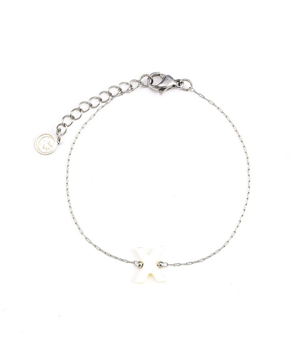 Pulsera plateada de letra X