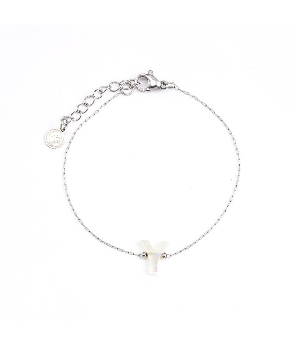 Pulsera plateada de letra Y