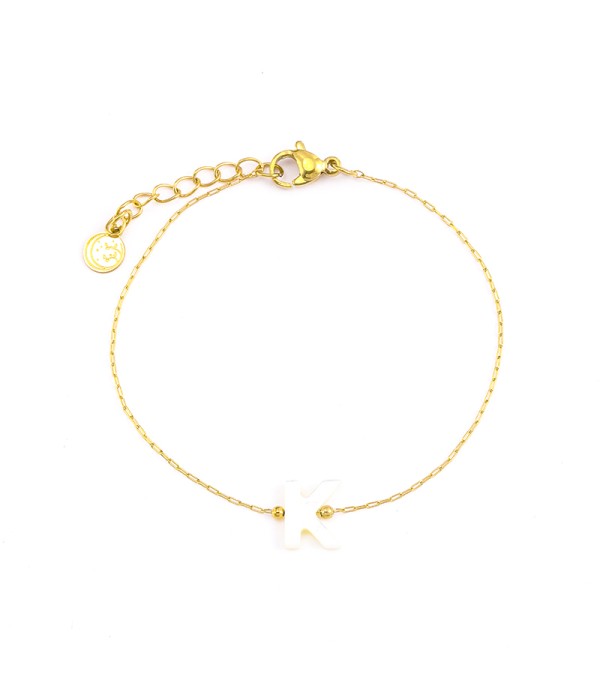 Pulsera dorada de letra K