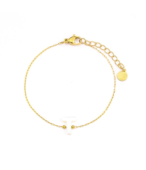 Pulsera dorada de letra T