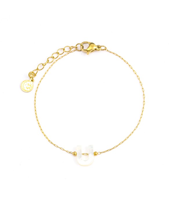 Pulsera dorada de letra U