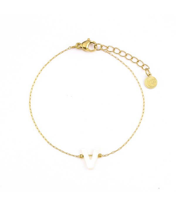 Pulsera dorada de letra V