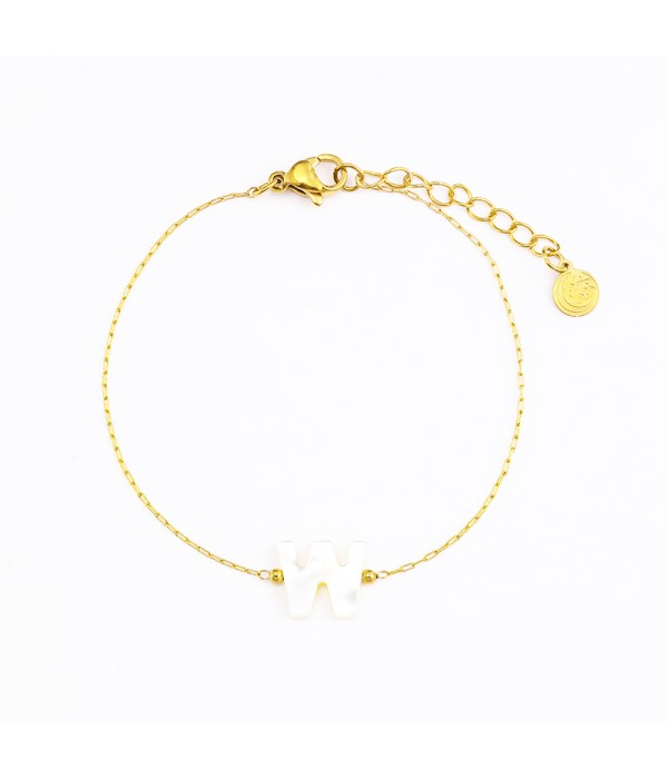 Pulsera dorada de letra W