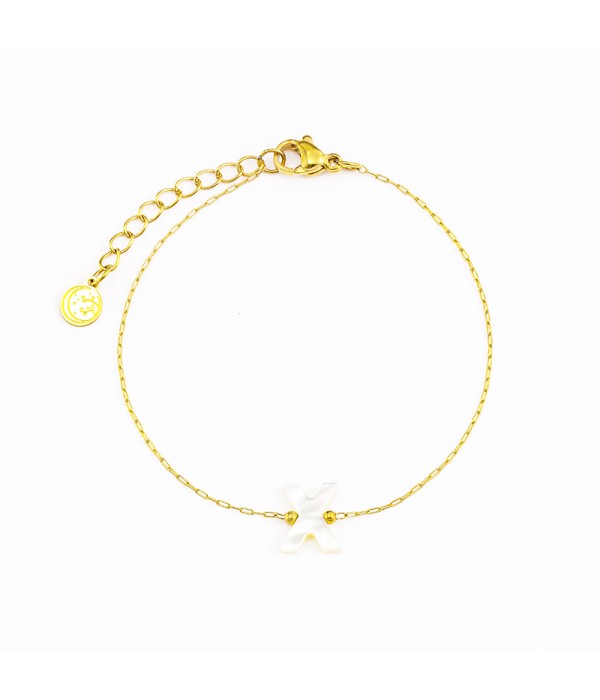 Pulsera dorada de letra X