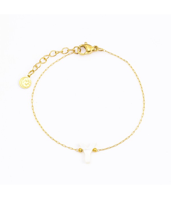 Pulsera dorada de letra Y