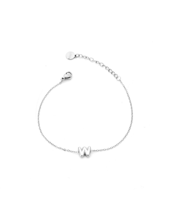 Pulsera plateada con colgante de letra W