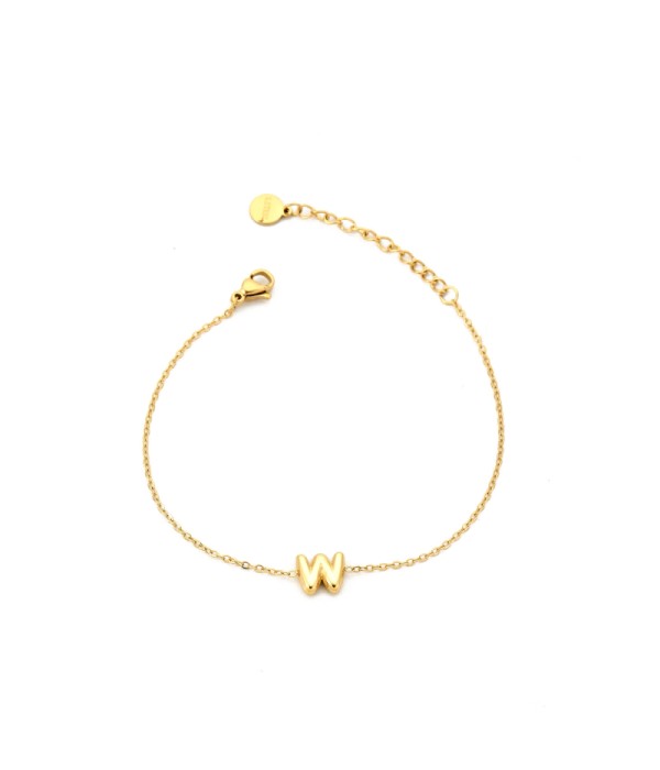 Pulsera dorada con colgante de letra W