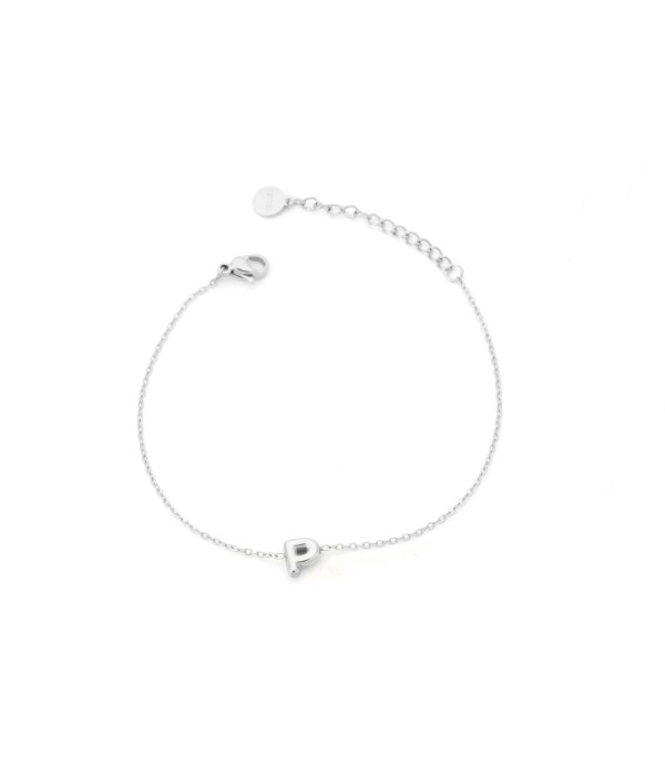Pulsera plateada con colgante de letra P