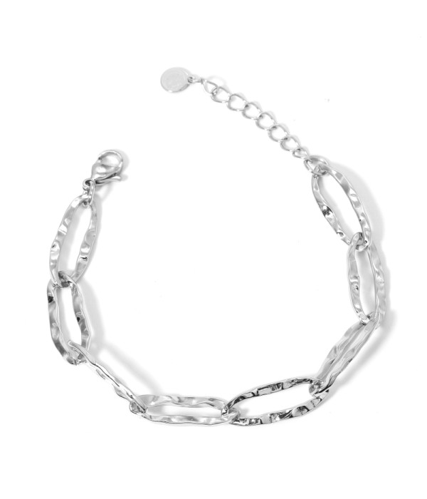Pulsera plateada eslabones ovalados
