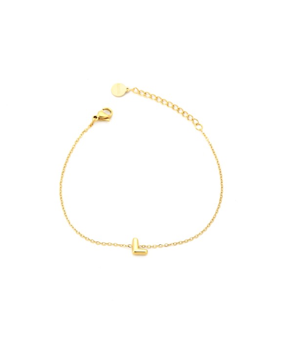 Pulsera dorada con colgante de letra L