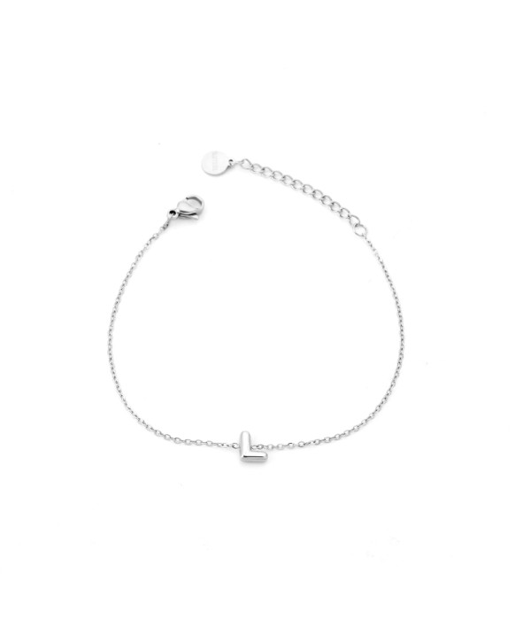Pulsera plateada con colgante de letra L