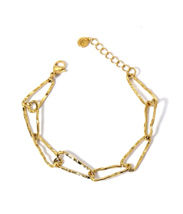 Pulsera dorada eslabones corazones