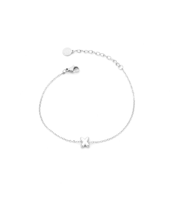 Pulsera plateada con colgante de letra X