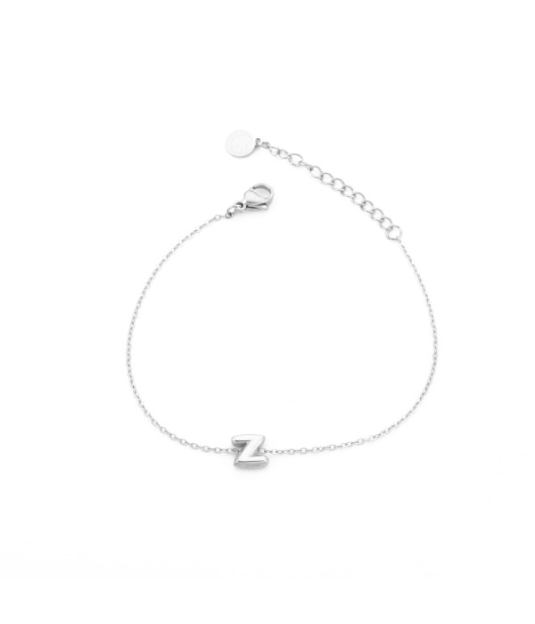 Pulsera plateada con colgante de letra Z