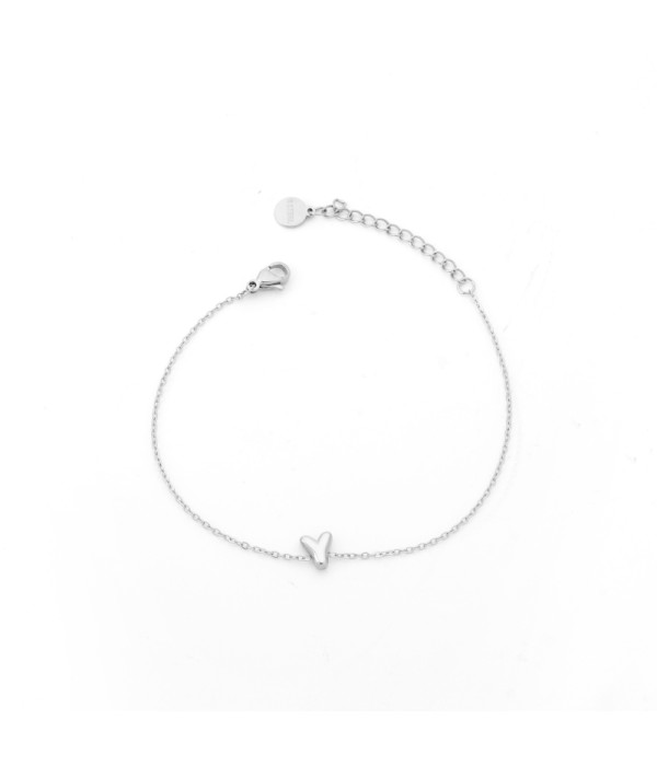 Pulsera plateada con colgante de letra Y