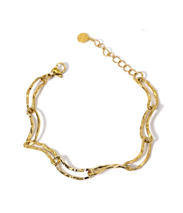 Pulsera dorada eslabones rectangulares redondeados