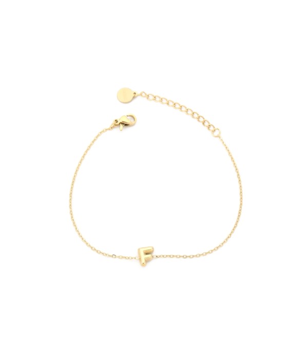 Pulsera dorada con colgante de letra F