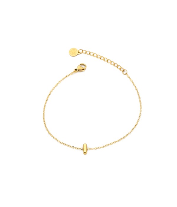 Pulsera dorada con colgante de letra I