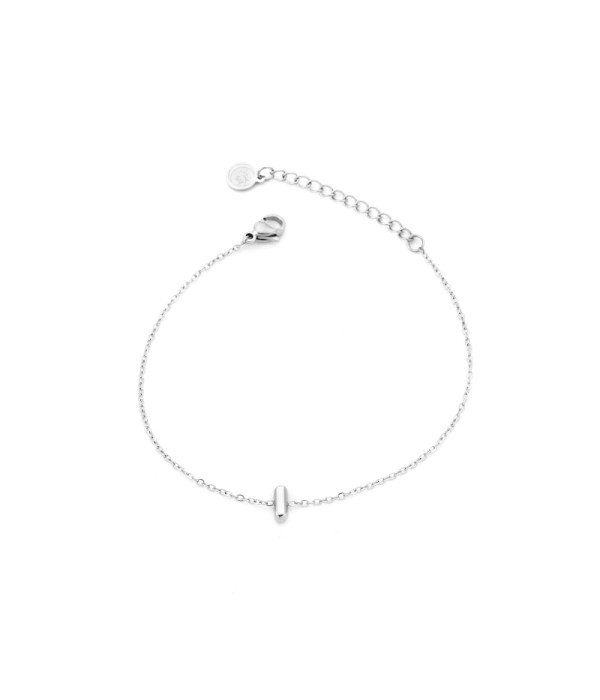 Pulsera plateada con colgante de letra I