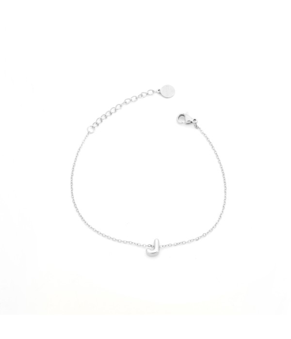Pulsera plateada con colgante de letra J