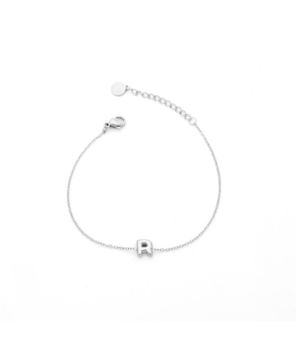 Pulsera plateada con colgante de letra R